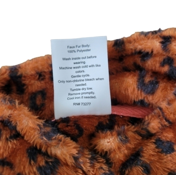 Jumping Beans Faux Fur Leopard Print Quarter Zip Top Girls Size 5T Brown… - Picture 5 of 5